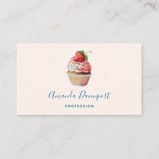 Aardbeiencupcake zoet dessert visitekaartje (Voorkant)