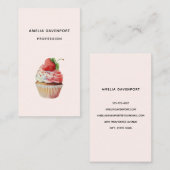 Aardbeiencupcake zoet dessert visitekaartje (Voorkant / Achterkant)