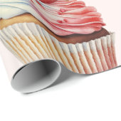 Aardbeiencupcake zoet dessertpatroon cadeaupapier (Rol Hoek)
