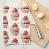 Aardbeiencupcake zoet dessertpatroon theedoek (Quarter Fold)