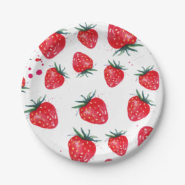 Aardbeiendeklaag Borden Papieren Bordje