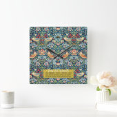 Aardbeiendief - Ontwerp van William Morris Vierkante Klok (Huis)