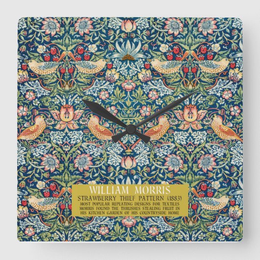 Aardbeiendief - Ontwerp van William Morris Vierkante Klok (Voorkant)