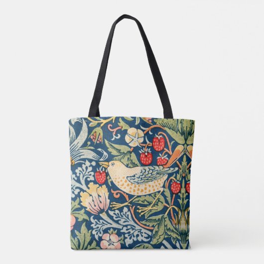 Aardbeiendief vogel van William Morris Tote Bag (Achterkant)