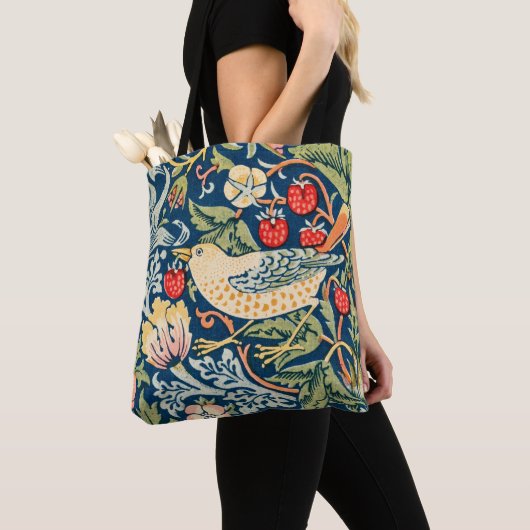 Aardbeiendief vogel van William Morris Tote Bag (Dichtbij)