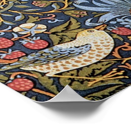 Aardbeiendief Vogeltextiel William Morris Poster (Hoek)