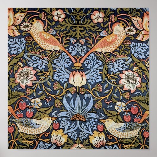 Aardbeiendief Vogeltextiel William Morris Poster (Voorkant)