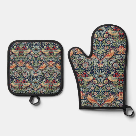 Aardbeiendief William Morris Ovenwant & Pannenlap Set (Voorkant)