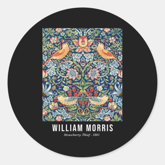 Aardbeiendief William Morris Pattern Ronde Sticker (Voorkant)