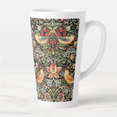 Aardbeiendief Zwarte achtergrond William Morris Latte Mok (Rechts)