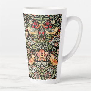 Aardbeiendief Zwarte achtergrond William Morris Latte Mok