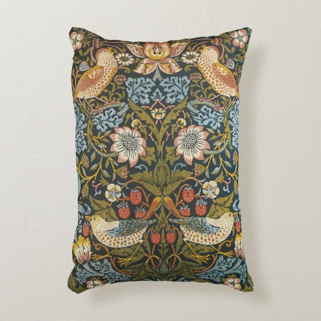 Aardbeiendieven van William Morris,  kunst Decoratief Kussen (Voorkant(Verticaal))