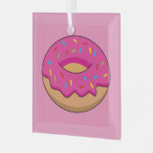 Aardbeiendonut met strooiende Cartoon Glas Ornament (Voorkant links)