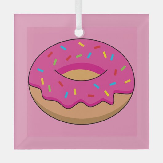 Aardbeiendonut met strooiende Cartoon Glas Ornament (Voorkant)