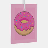 Aardbeiendonut met strooiende Cartoon Glas Ornament (Voorkant Rechts)