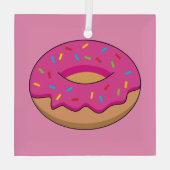 Aardbeiendonut met strooiende Cartoon Glas Ornament (Achterkant)