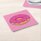 Aardbeiendonut met strooiende Cartoon Kartonnen Onderzetters (Schuin)