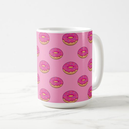 Aardbeiendonut met strooiende Cartoon Koffiemok (Voorkant rechts)