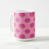Aardbeiendonut met strooiende Cartoon Koffiemok (Voorkant links)