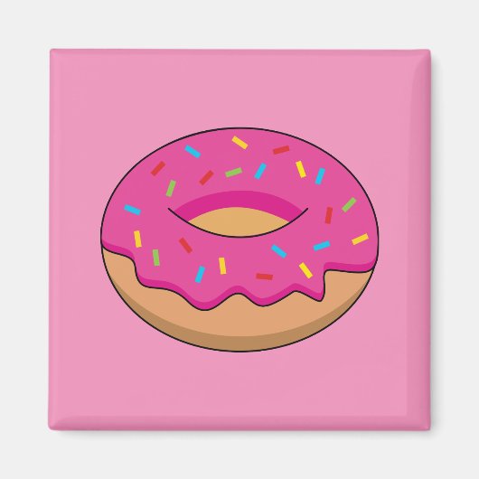 Aardbeiendonut met strooiende Cartoon Magneet (Voorkant)