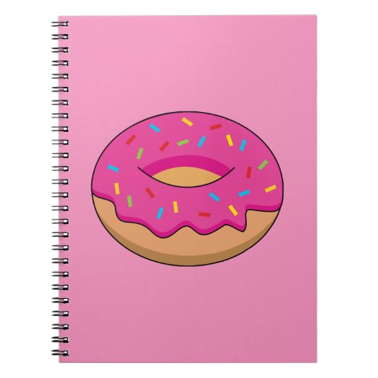 Aardbeiendonut met strooiende Cartoon Notitieboek (Voorkant)