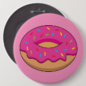 Aardbeiendonut met strooiende Cartoon Ronde Button 6,0 Cm (Voorkant /achterkant)