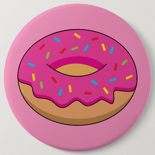 Aardbeiendonut met strooiende Cartoon Ronde Button 6,0 Cm (Voorkant)