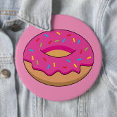 Aardbeiendonut met strooiende Cartoon Ronde Button 6,0 Cm (In situ)