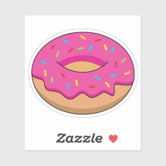 Aardbeiendonut met strooiende Cartoon Sticker (Vel)