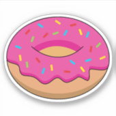Aardbeiendonut met strooiende Cartoon Sticker (Voorkant)