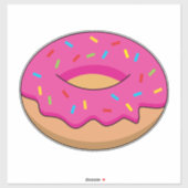 Aardbeiendonut met strooiende Cartoon Sticker (Vel)