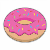Aardbeiendonut met strooiende Cartoon Sticker (Voorkant)