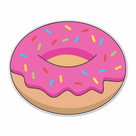 Aardbeiendonut met strooiende Cartoon Sticker (Voorkant)