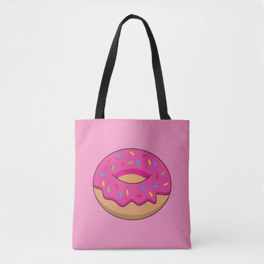 Aardbeiendonut met strooiende Cartoon Tote Bag (Voorkant)
