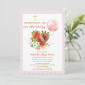 Aardbeiendoop en eerste verjaardag kaart (Staand voorkant)