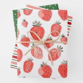 Aardbeiendruk/papier met patronen voor cadeauverpa inpakpapier vel