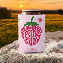 Aardbeienfestival voor altijd schattig  blikjeskoeler
