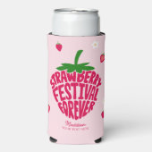 Aardbeienfestival voor altijd schattig seltzer blikjeskoeler (Seltzer Voorkant)