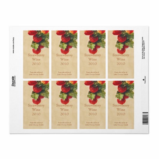 Aardbeienfles etiket (Full Sheet)