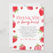 Aardbeienfruit Een besachtig Baby shower Bedankkaart (Voorkant)