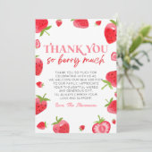 Aardbeienfruit Een besachtig Baby shower Bedankkaart (Staand voorkant)