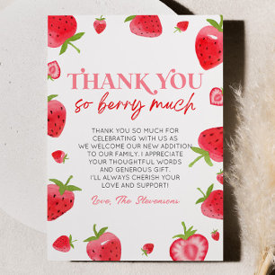 Aardbeienfruit Een besachtig Baby shower Bedankkaart
