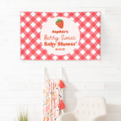 Aardbeienfruit Een besachtig Baby shower Spandoek (Insitu)