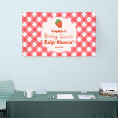 Aardbeienfruit Een besachtig Baby shower Spandoek (Beurs)
