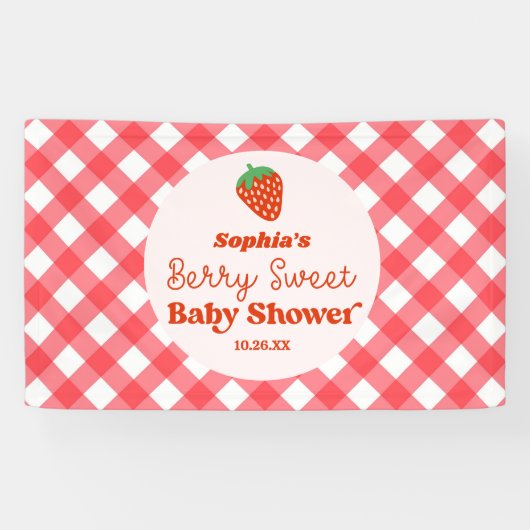 Aardbeienfruit Een besachtig Baby shower Spandoek (Horizontaal)