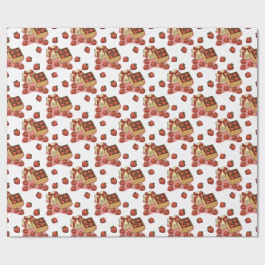 Aardbeienfruit een doos snoep cadeaupapier (Vlak)