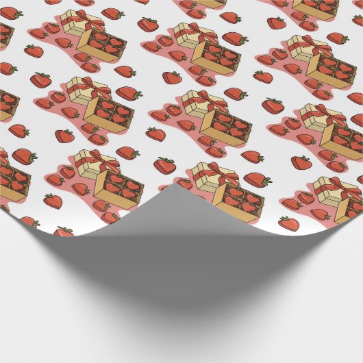 Aardbeienfruit een doos snoep cadeaupapier (Hoek)