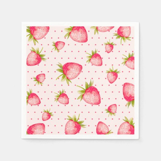 Aardbeienfruit Roze Groen Partij Servet (Voorkant)