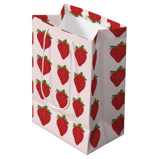 Aardbeienfruit Schattigee zomeraardbeien Medium Cadeauzakje (Voorkant Gekanteld)