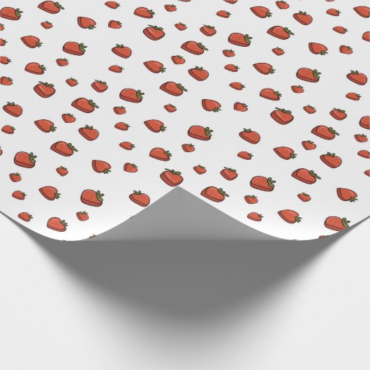 Aardbeienfruit witte achtergrond cadeaupapier (Hoek)